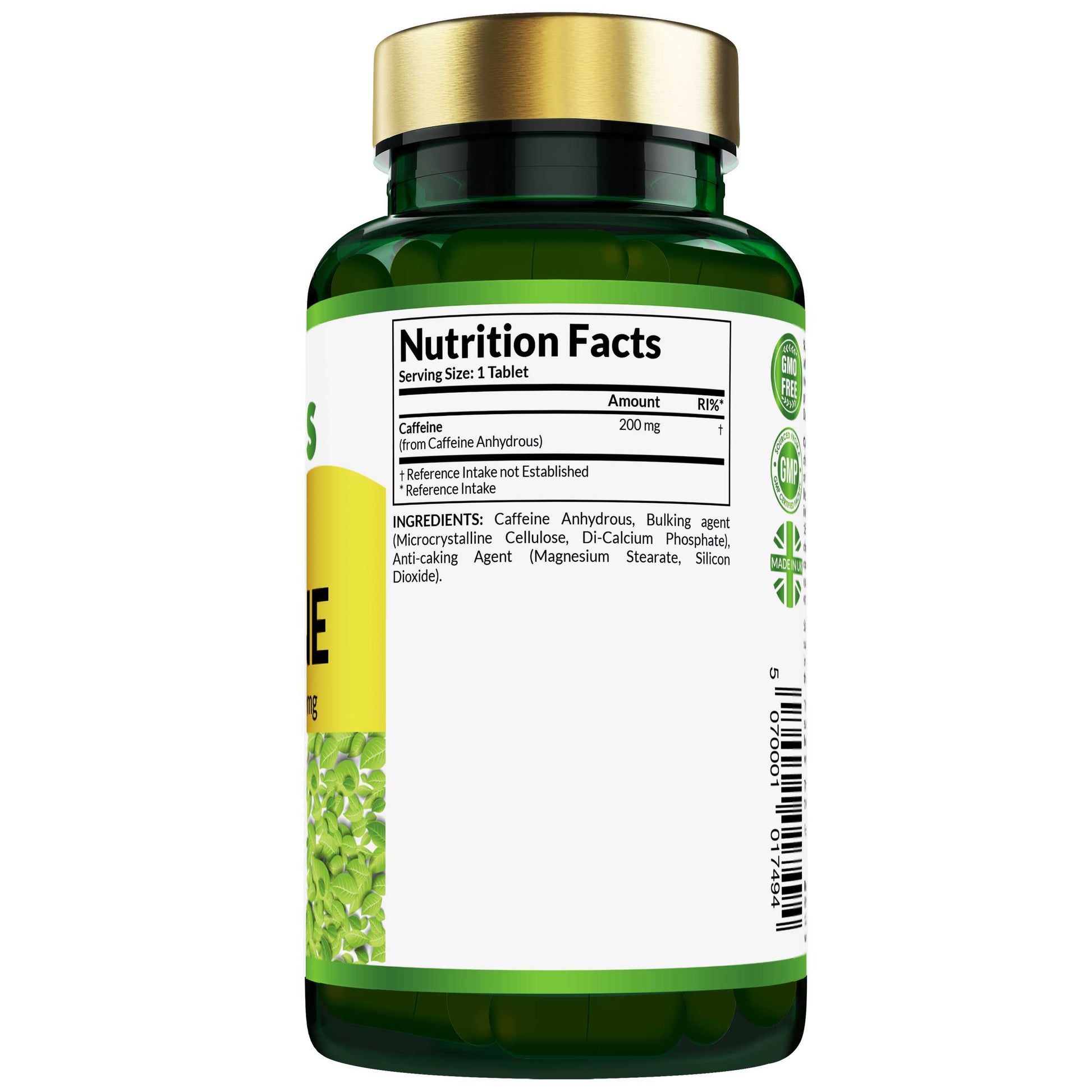 Etanics Caffeine Vegan Supplement Nutrition Facts