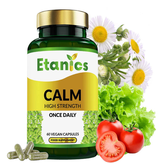 Etanics Calm Vegan Supplement Front with Ingredients