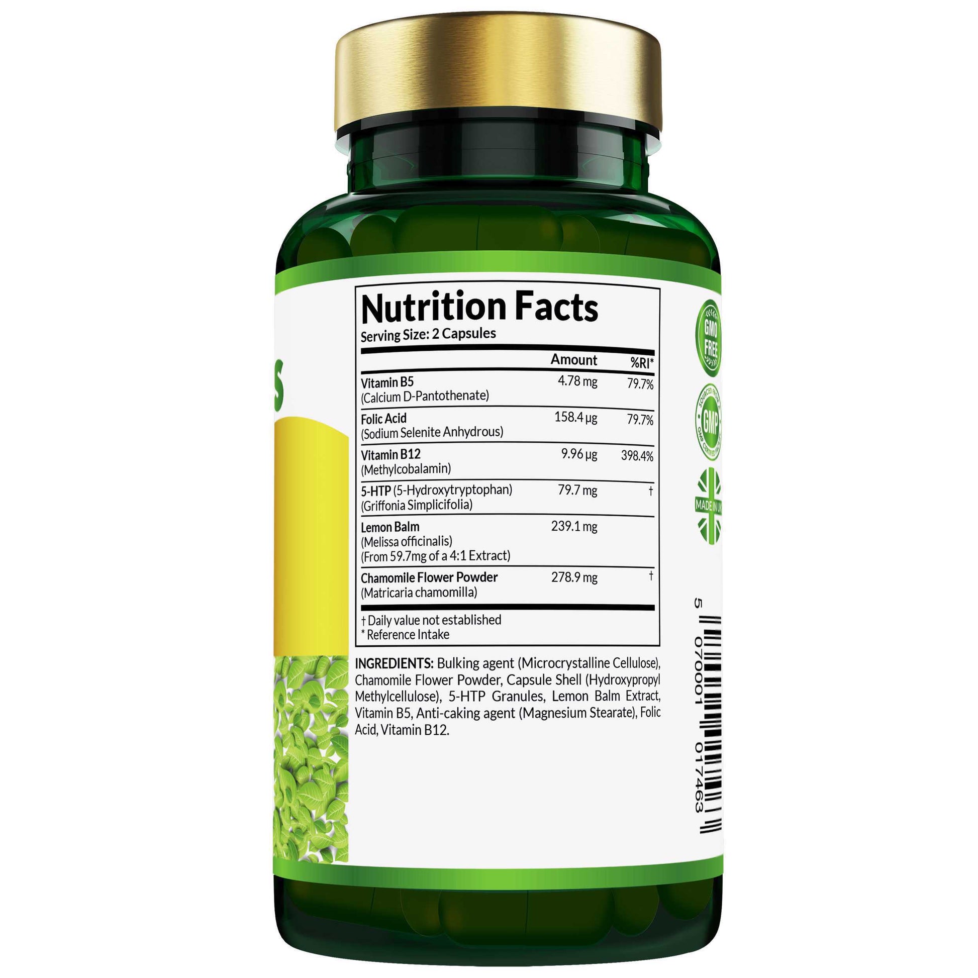 Etanics Calm Vegan Supplement Nutrition Facts