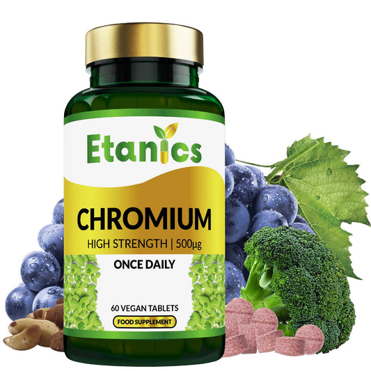 Etanics Chromium Vegan Supplement Front with Ingredients