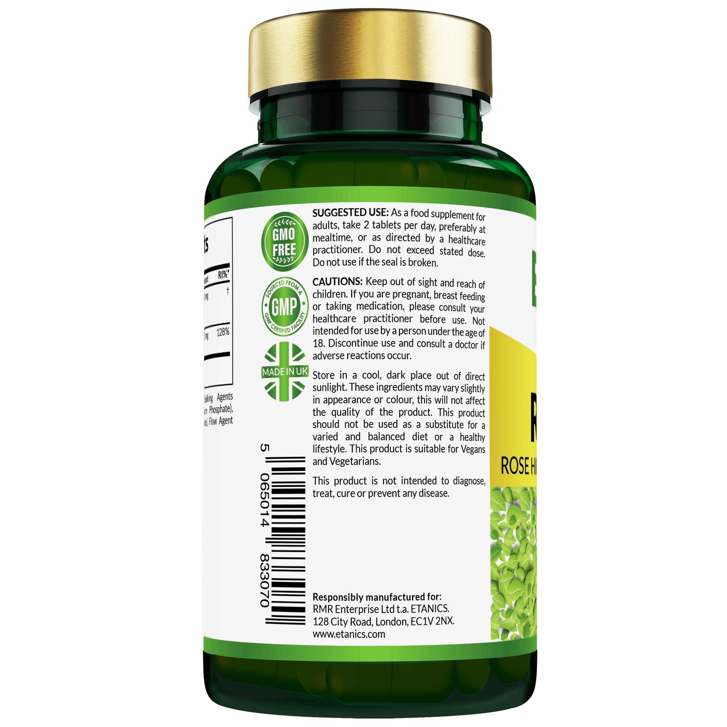 Etanics Rosehip Vegan Supplement Use and Ingredients