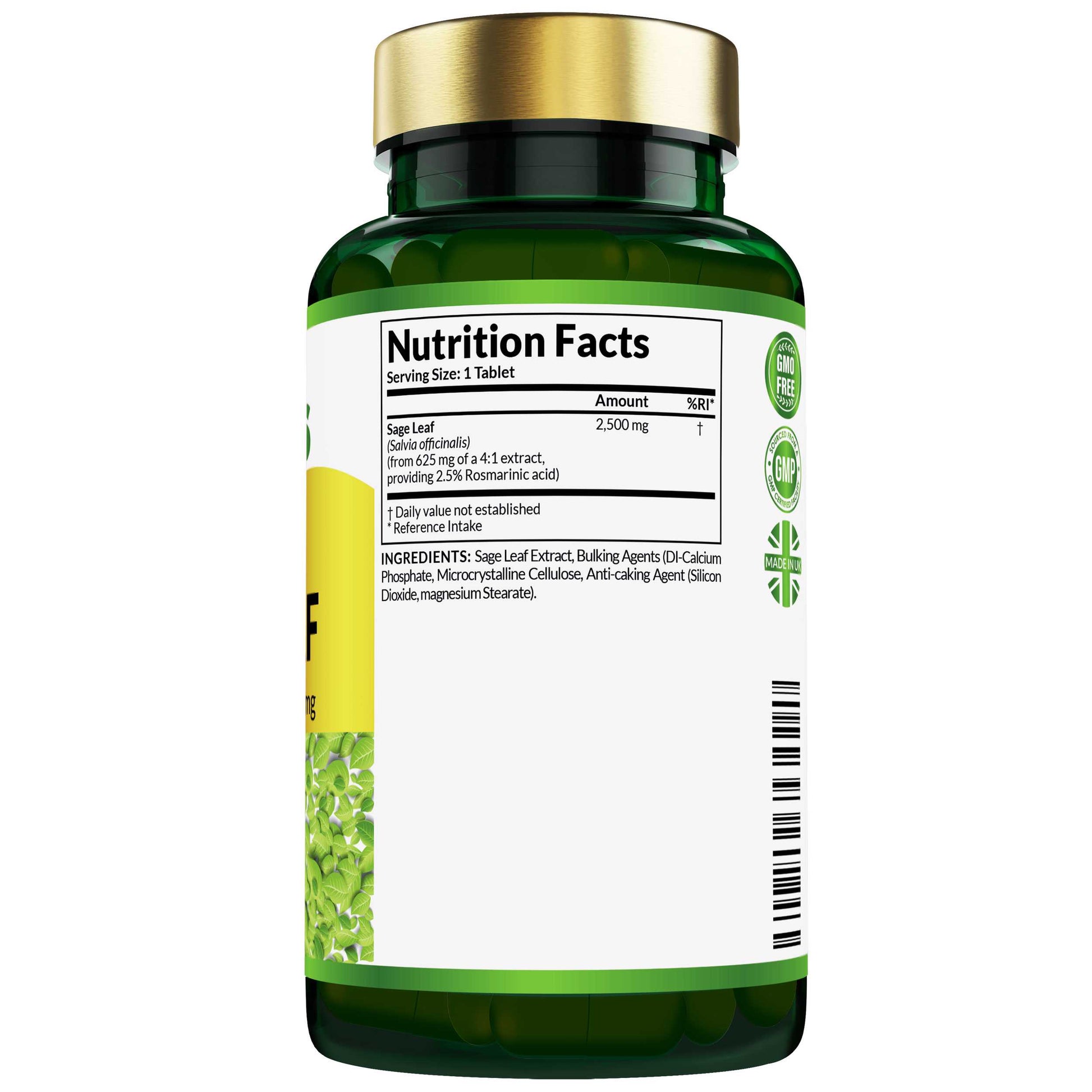 Etanics Sage Leaf Vegan Supplement Nutrition Facts