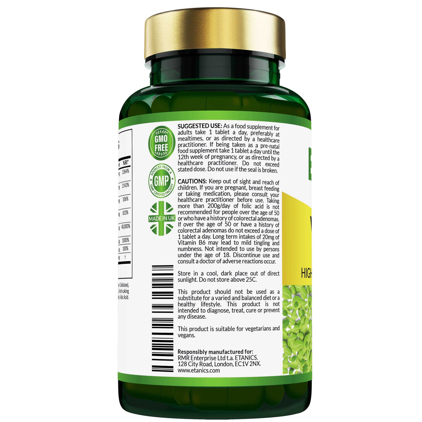 Etanics Vitamin-B Complex Vegan Supplement Use and Ingredients