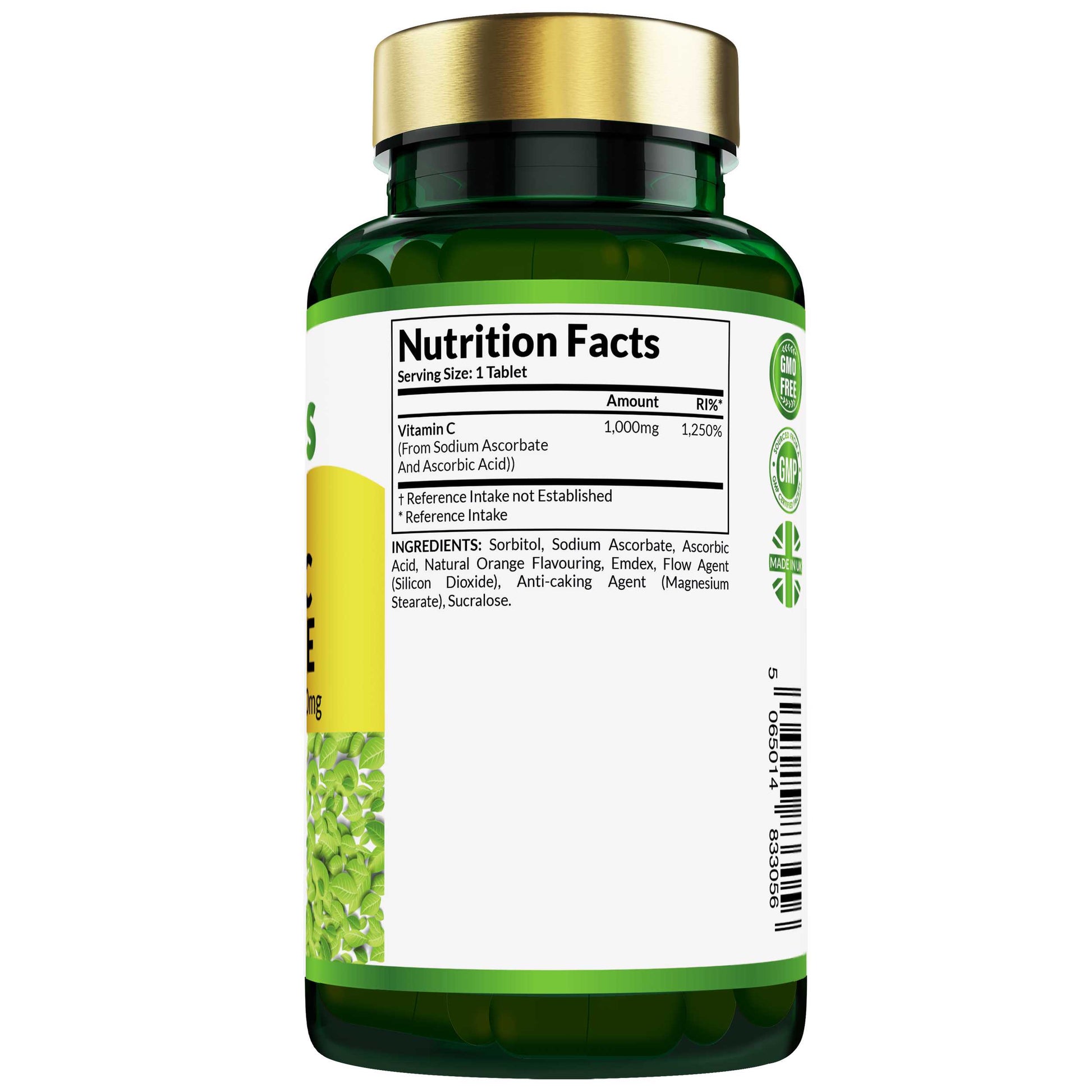 Etanics Vitamin C Chewable Vegan Supplement Nutrition Facts