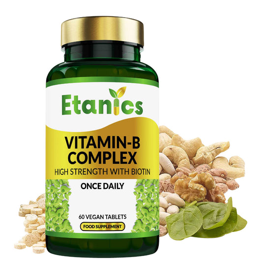 Etanics Vitamin-B Complex Supplement Front with Ingredients