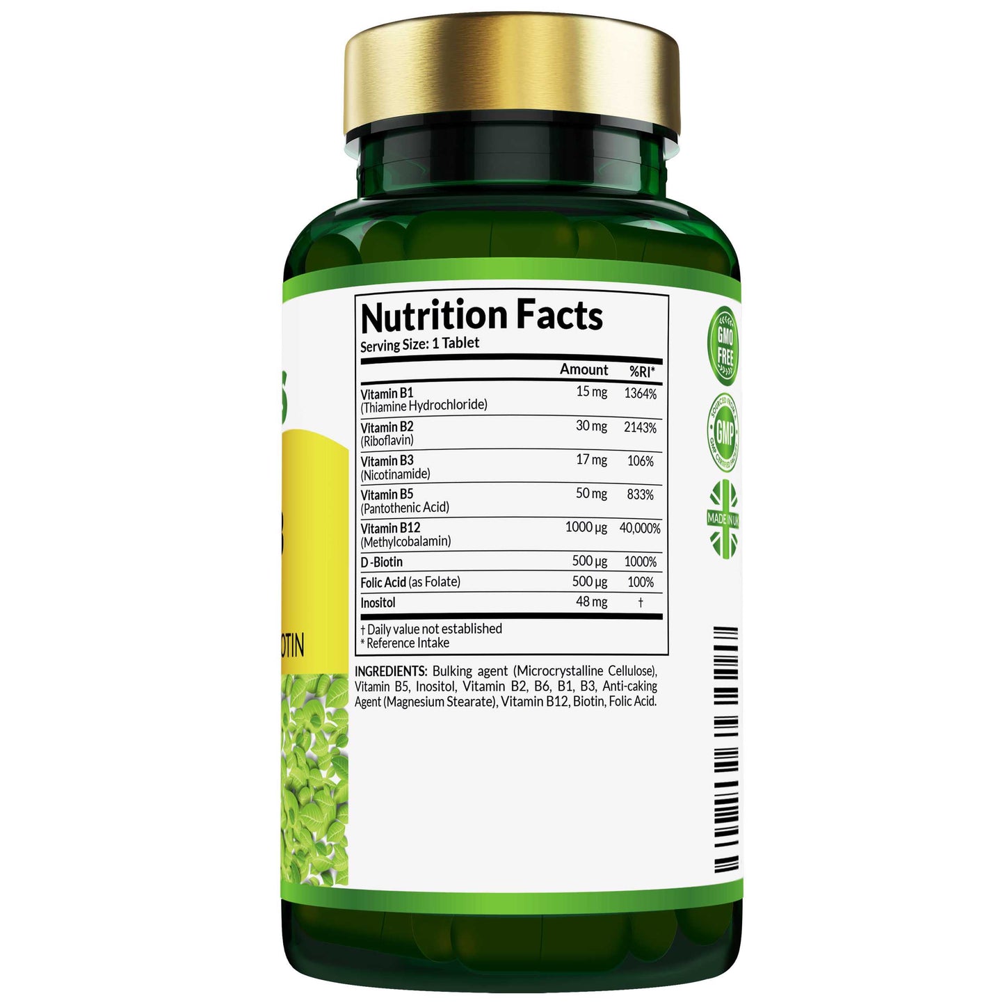 Etanics Vitamin-B Complex Vegan Supplement Nutrition Facts